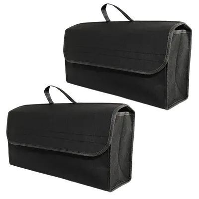 Produktbild von 2er Set  Kofferraumtasche Organizer 50x15x27,5cm | Aufbewahrungstasche Schwarz | Kofferraum Autotasche | Auto Aufbewahrung Tasche