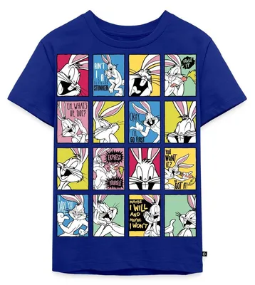 Produktbild von Spreadshirt Looney Tunes Bugs Bunny Kacheln Kinder Premium T-Shirt, 122/128 (6 Jahre), Royalblau