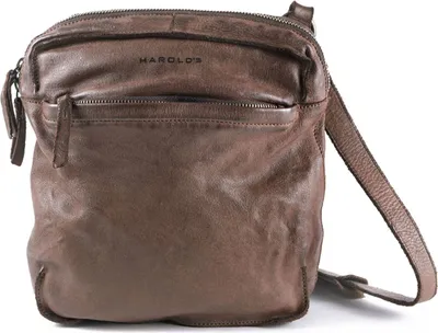 Image de HAROLD'S Cuir sac à épaule bandoulière sac à épaule Submarine Crossbag Zip Brown marron foncé