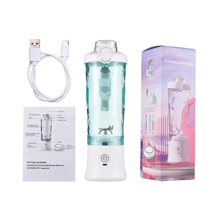 Obrázek produktu pro Přenosný mixér, 600 ml, odšťavňovač v osobní velikosti na koktejly a smoothies se 6 noži, 150 W, vodotěsný dobíjecí ruční mixér na cesty, sport, domácí kancelář