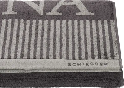 Produktbild von Schiesser Frottier Saunatuch Rom | 100% Baumwolle aus hachhaltiger Produktion | garngefärbt, weich, saugstark, groß | 75x200 cm | Dunkelgrau | Anthrazit