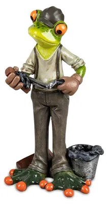 Produktbild von Dekofigur Frosch als Maurer, Handwerker H. 17cm grün Formano Froschhausen WA