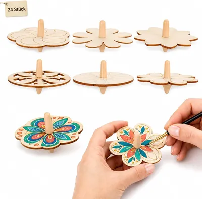 Imagen del producto de Juego de construcción de madera, con 24 piezas, sin tratar, ideal para que los niños creen y jueguen