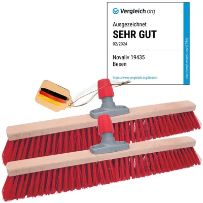 Produktbild von Novaliv 2x Strassenbesen 80 cm Besenkopf I Besen ohne Stiel I Elaston rot I Industriebesen Kehrbesen Gartenbesen Werkstattbesen Außenbesen