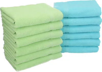 Produktbild von Betz 12 Stück Handtücher 50x100 cm PALERMO 100% Baumwolle Farbe: grün und türkis