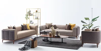 Produktbild von Garnitur Dreisitzer Viersitzer Sessel Sofa Stoff Beige Stoffsofa Set 4+3+1