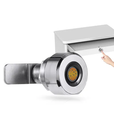 Produktbild von Digitales Schubladenschloss mit Fingerabdrucksensor für 20 Fingerabdrücke, wiederaufladbar, schlüssellos, integriertes Smart-Schloss aus Zinklegierung
