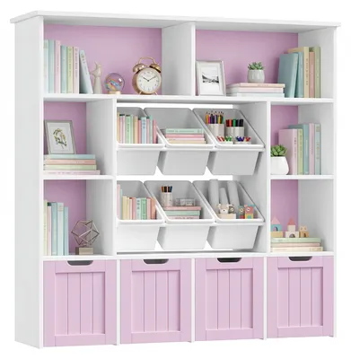 Image de Bibliothèque mobile - Étagère en bois - Meuble de rangement - Bibliothèque avec tiroir - Meuble transportable