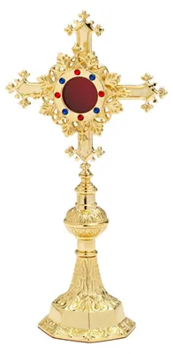 Reliekschrijn mit Monstranz, Messing vergoldet, Hausaltar