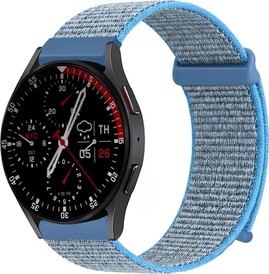 Produktbild von Smartwatch Armband für Samsung Galaxy Watch7 40mm Nylon Textil Band Ersatzband Wechselband Klettverschluss flexibel atmungsaktiv Blau