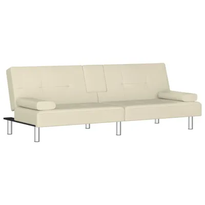 Produktbild von Schlafsofa mit Getränkehaltern Creme Kunstleder