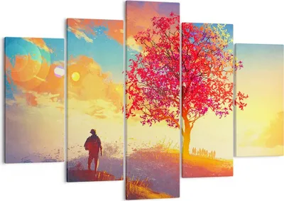 Produktbild von Bild auf Leinwand - Leinwandbild - Baum Wiese Feld - 150x100cm - Wand Bild - Wanddeko - Wandbilder - Leinwanddruck - Bilder - Kunstdruck - Wanddekoration - Leinwand bilder - Wandkunst - EA150x100-3715