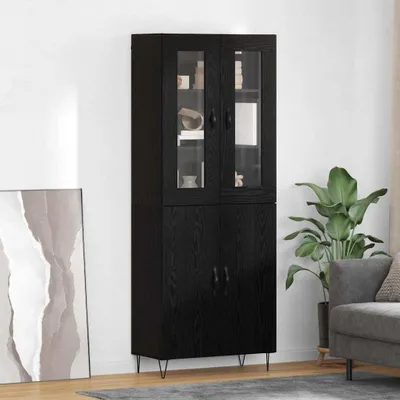 Produktbild von vidaXL Highboard Weiß und Schwarz Eiche 69,5 x 34 x 180 cm