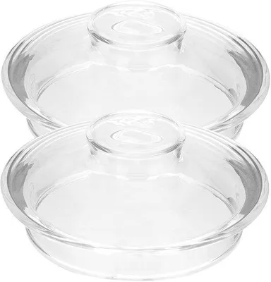 Productafbeelding van Glazen deksels, 9 cm - 2 stuks - Transparant - voor theeservies - Duurzaam glas - Theedeksel