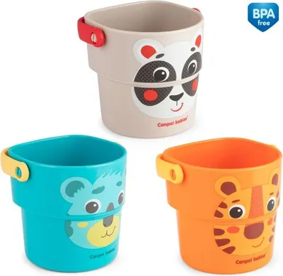 Produktbild von Badespielzeug für die Badewanne Badetassen Badeeimer 3 Stück