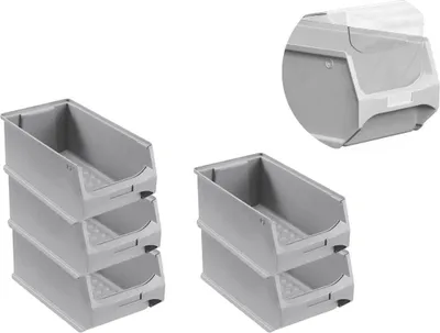 Produktbild von SparSet 5x Graue Sichtlagerbox 4.0 mit Abdeckung | HxBxT 15x20x35cm | 7,2 Liter | Sichtlagerbehälter, Sichtlagerkasten, Sichtlagerkastensortiment, Sortierbehälter