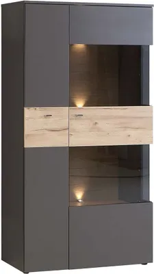Produktbild von LATINA Vitrine R inkl. Beleuchtung Planked Eiche / Grau