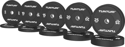 Produktbild von Tunturi Platinum Bumperplatten - Hantelscheiben Gewichte - Hantelscheiben Set 150kg - Schwarz