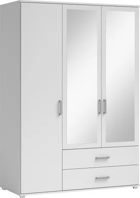 Produktbild von Kleiderschrank "Ivar" in Weiß mit 2 Schubladen und 3 Türen. Abmessungen (BxHxT) 125x190x51 cm