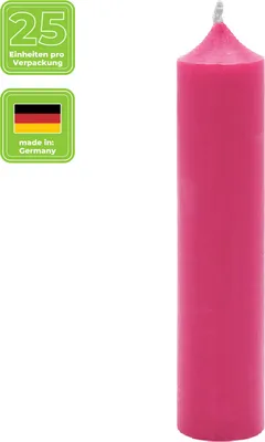 Produktbild von Stabkerzen aus Paraffin, 100/22 mm, Pink, KERZENFARM HAHN, Brenndauer ca. 4h, 25 Stück pro Verpackung
