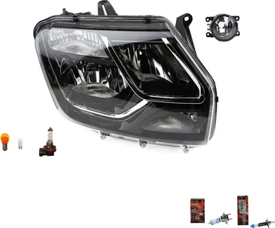 Zdjęcie produktu dla Reflektory przednie (prawe), kompatybilne z Dacia Duster, pasujące do numerów części: 260100156R, 260107307R, 8200074008, 6202E1, 00006202E1, 6710027, 000