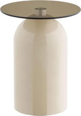 Image de Solveig table d'angle Ø40cm beige, gris.