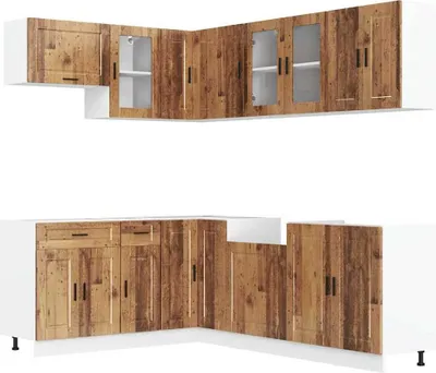Produktbild von 11-tlg. Küchenschrank-Set Porto Altholz-Optik Holzwerkstoff