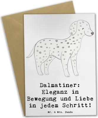 Produktbild von Mr. & Mrs. Panda Klappkarte Dalmatiner Charme - Weiß - Geschenk, dankeskarten, Hunderasse, Hunderassen Beschreibung, Grußkarte, Pflege, charmante Persönlichkeit, Energie