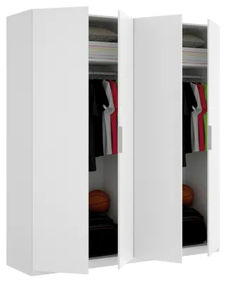 Produktbild von Kleiderschrank Dmaehl, Garderobe für Schlafzimmer, Kleiderschrank mit 4 Flügeltüren, 180x52h204 cm, Weiß