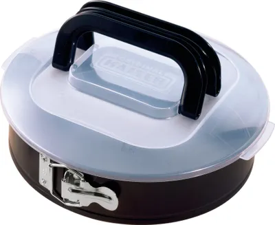 A Kaiser Springform 26cm Bake & Take cake pan with a lid and handle.