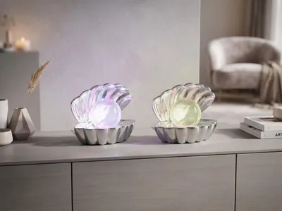 Produktbild von 2er SET USB Tischlampen mit Farbwechsel RGB Beleuchtung - kleine Muschellampen