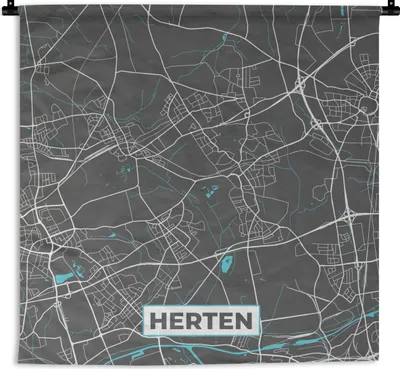 Produktbild von MuchoWow® Wandteppich Wandbehang Karte - Stadtplan - Hirsch - Deutschland - Blau 150x150 cm Tapisserie Dekoration Wandtuch - Wohnaccessoires - Modernes