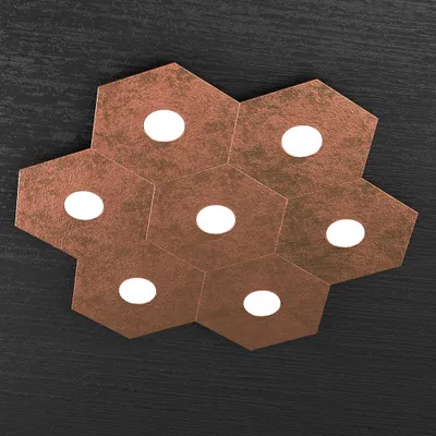 Immagine prodotto di Plafoniera Moderna Hexagon Metallo Foglia Rame 7 Luci Led 12X7W