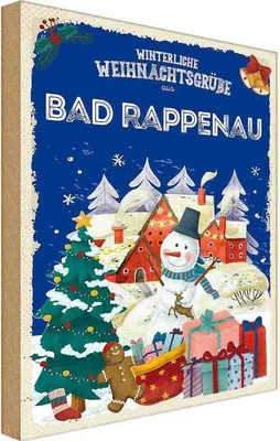 Produktbild von vianmo Holzschild 30x20 cm Weihnachtsgrüße aus BAD RAPPENAU Weihnachten