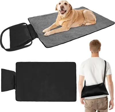 Productafbeelding van Opvouwbare huisdierdeken - waterdicht - 100 x 70 cm - voor hond en kat - met draagtas - zwart