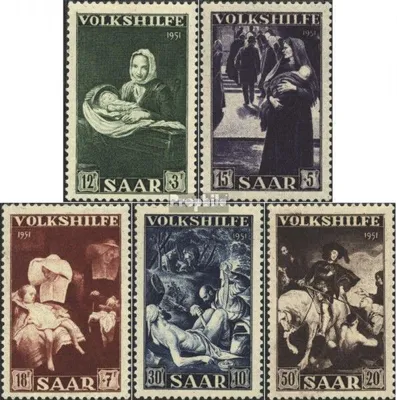Produktbild von Briefmarken Saarland 1951 Mi 309-313 (kompl.Ausg.) postfrisch Volkshilfe: Gemälde (II)
