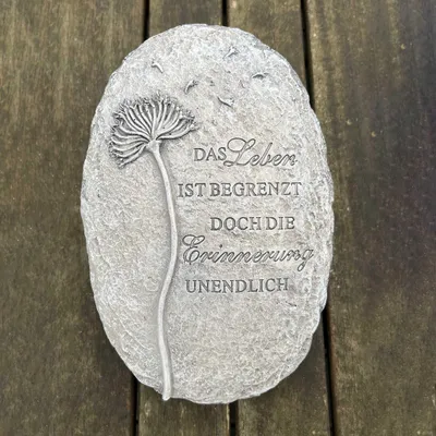 Produktbild von Grabschmuck - Gedenkstein auf Sockel mit Pusteblume und Trauerspruch