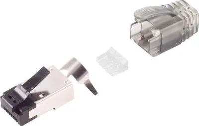 Obrázok produktu pre S/CONN 08-02050, RJ-45, Čierna, Strieborná, Samec, Priamy, Cat5e/6/6a, 7/28
