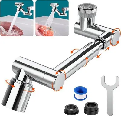 Immagine prodotto di Raccordo per rubinetto con aeratore a doppia regolazione, prolunga per rubinetto orientabile a 1440 gradi con aeratori, aeratore per rubinetto con filtro a spruzzo per rubinetti, cucina e bagno