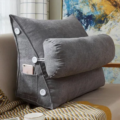 Produktbild von Lesekissen, Bettkeil, großes Rückenlehnenkissen für Erwachsene mit Taschen