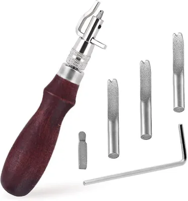 Produktbild von Ledernutwerkzeug, 7-in-1 Profi-Nutfräser und Kantenabschneider, Lederhandwerkssets, Schneidwerkzeuge für Lederbearbeitung