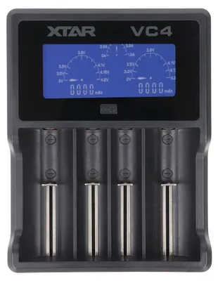 Produktbild von VC4 4-Kanal Li-Ion und NiMH LCD Schnellladegerät mit Einzelkanalsteuerung für 18650, AA, AAA, C und D