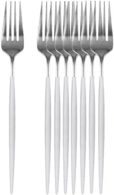 Produktbild von 8-teiliges Besteckset mit Menügabeln aus Edelstahl in Weiß-Silber