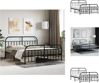 Produktbild von vidaXL Bettgestell mit Kopf- und Fußteil Metall Schwarz 180x200 cm -  Betten & Bettgestelle