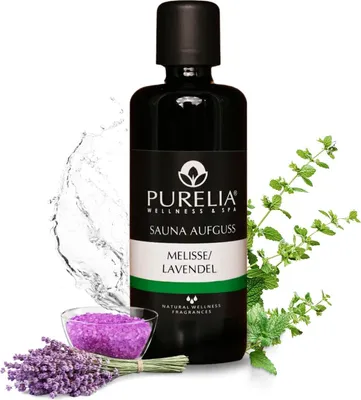 Produktbild von PURELIA Saunaaufguss Konzentrat Melisse-Lavendel 100 ml natürlicher Sauna-aufguss - reine ätherische Öle