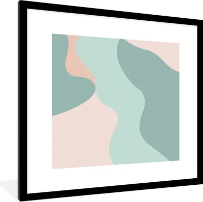 Produktbild von MuchoWow® Gerahmtes Poster Sommer - Formen - Pastell 40x40 cm - Poster mit Schwarzem Bilderrahmen Wandposter Rahmen Foto Bilder - Poster - Plakat im Rahmen