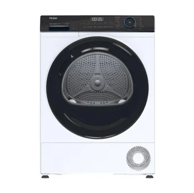 Produktbild von Haier HD91-A3939E-DE, Freistehend, Frontlader, Wärmepumpe, Weiß, Tasten, Drehregler, Rechts