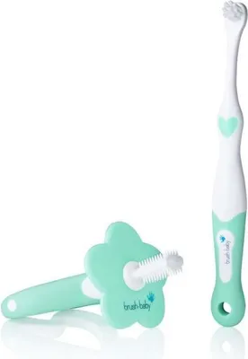 Immagine prodotto di Brush Baby TeetherSet al gusto di menta, adatto da 0 a 18 mesi