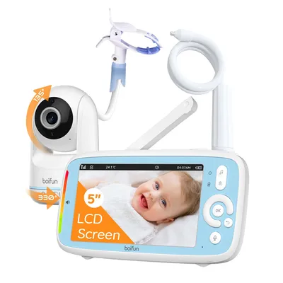 Obrázek produktu pro Dětská chůvička s PTZ, 5" dětská chůvička, kamera s IPS obrazovkou 720P, noční vidění HD, VOX, sledování teploty, ukolébavky, držák na kameru, stojan na monitor