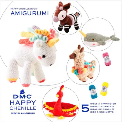 Productafbeelding van Happy Chenille haakboek – 5 fantasie dieren amigurumi patronen